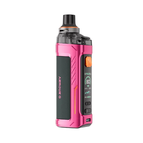 vaporesso armour g vape kit pink on black background