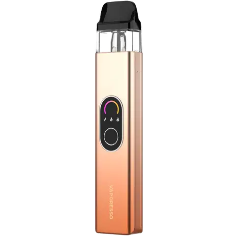 vaporesso xros 4 pod vape kit in champagne gold colour on clear background