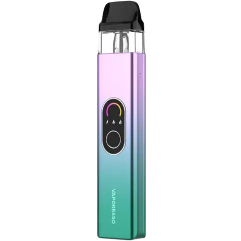 vaporesso xros 4 pod vape kit in pink mint colour on clear background