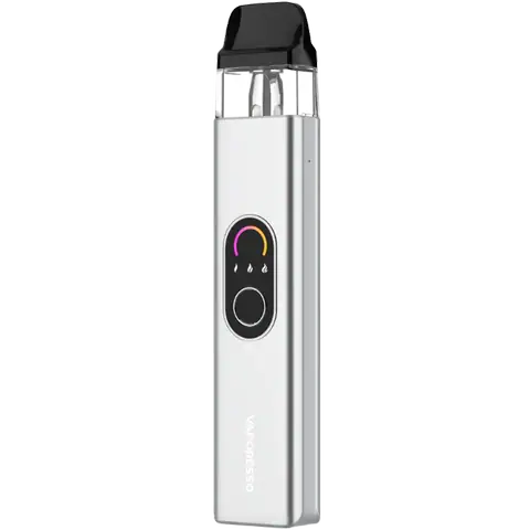 vaporesso xros 4 pod vape kit in silver colour on clear background