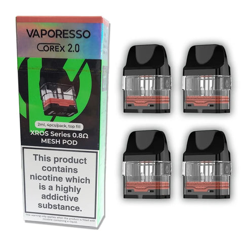 vaporesso xros corex 20 replacement pods pack of 4 on white background