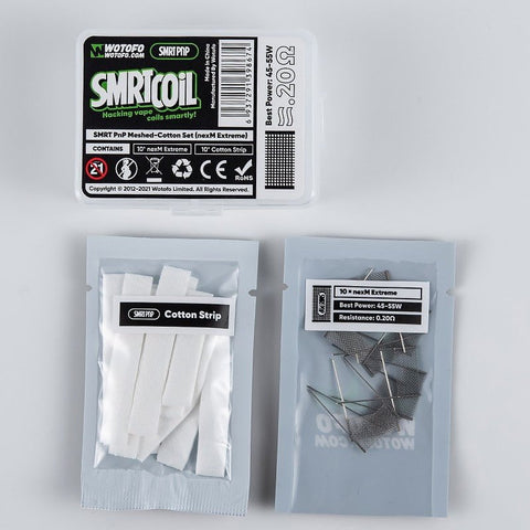 Wotofo SMRTCOiL PNP Meshed Cotton Set On White Background