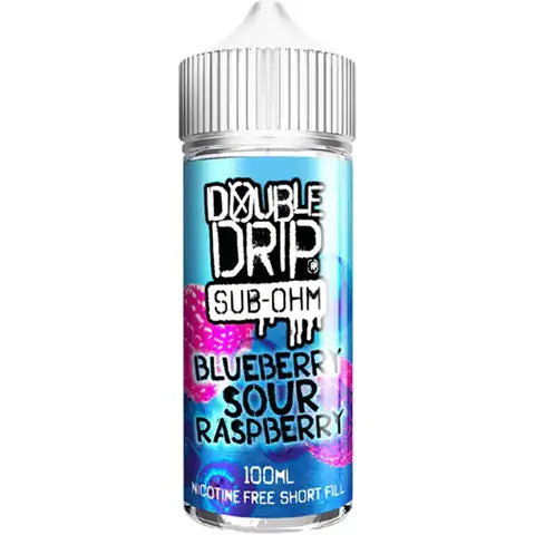 Double Drip 100ml Shortfill E-Liquid Blueberry Sour Raspberry On White Background