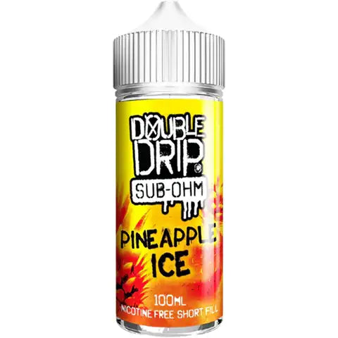 Double Drip 100ml Shortfill E-Liquid Pineapple Ice On White Background