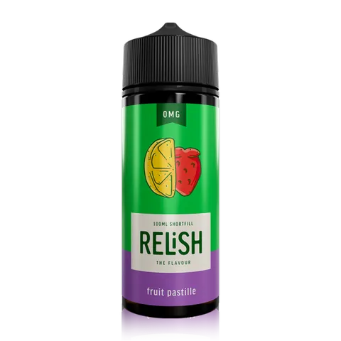 relish fruit pastille 100ml on black background