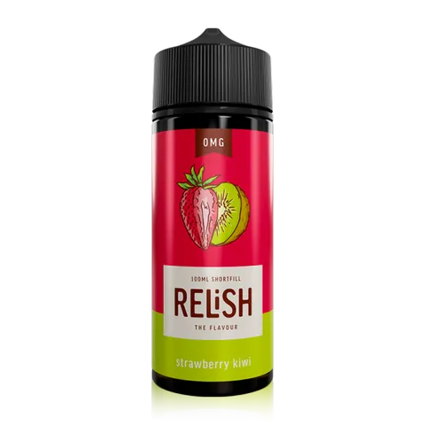 relish strawberry kiwi 100ml on black background